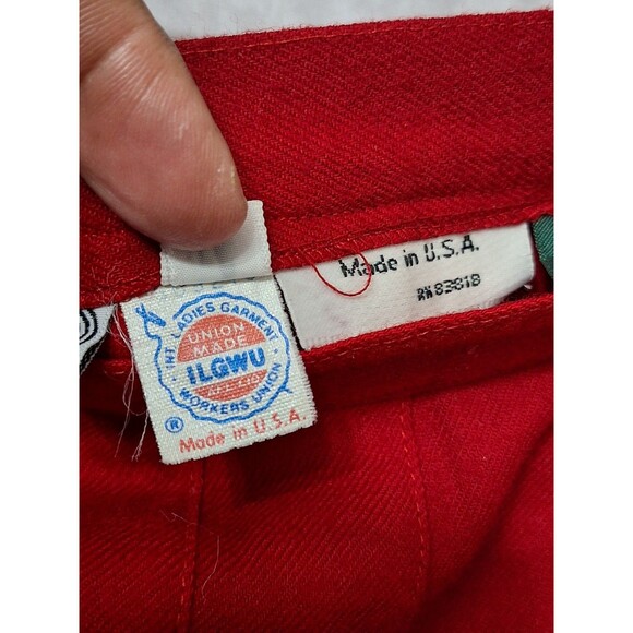 Vintage 80's Red Pleated Wool Midi Skirt Sz 10 Made in USA Red Classic Heritage - Picture 5 of 9